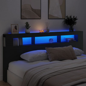 Led Headboard Black Engineered wood 86.6 in x 7.3 in x ...
