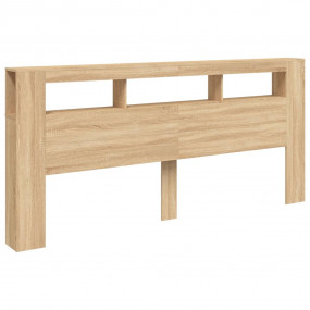 LED Headboard Sonoma oak Engineered wood Large LED Head...