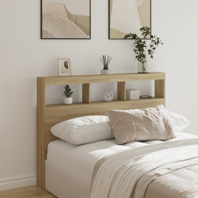 Headboard Cabinet Sonoma oak Engineered wood Fits Queen...