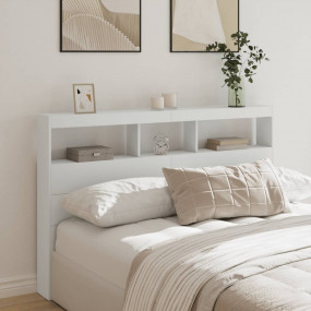 Headboard Cabinet White Engineered wood 63x6.7x40.2 in