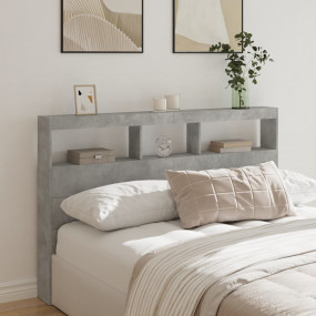 Headboard Cabinet Concrete Gray Engineered Wood 63 in