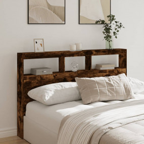 Headboard Cabinet Smoked Oak Engineered wood 63x6.7x40....