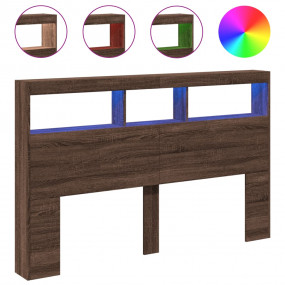 Headboard Cabinet Brown Oak Engineered wood 63 in wide
