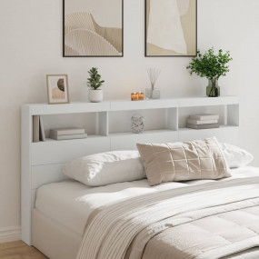 Headboard Cabinet White Engineered wood 78.7 x 6.7 x 40...