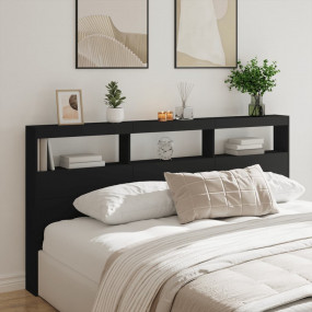 Headboard Cabinet Black Engineered wood 78.7 x 6.7 x 40...