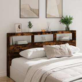 Headboard Cabinet Smoked Oak Engineered wood 78.7x6.7x4...