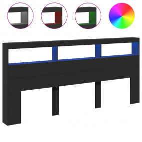 Headboard Cabinet Black Engineered wood 86.6 in Headboa...