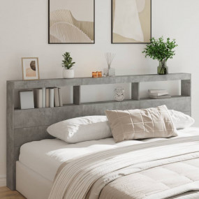 Headboard Cabinet Concrete grey Engineered wood