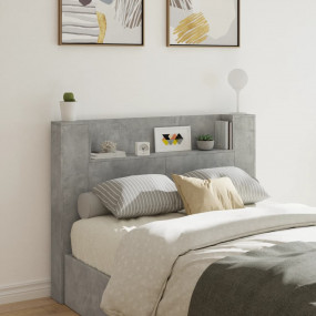 Headboard Cabinet Concrete Grey Engineered Wood 55.1 in...
