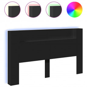 Headboard Cabinet Black Engineered wood 28.5 in Headboa...