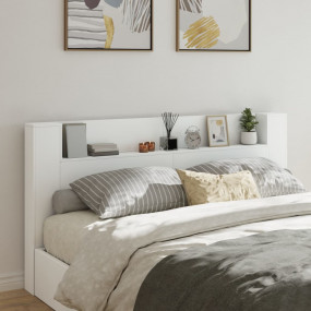 Headboard Cabinet White Engineered wood Fits king size ...