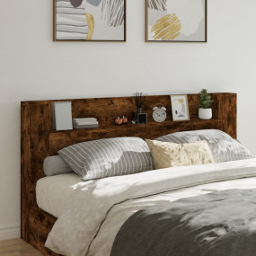 Headboard Cabinet Smoked oak Engineered wood Large