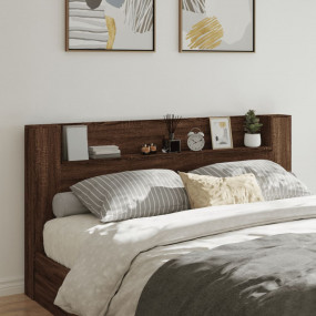 Headboard Cabinet Brown Oak Engineered Wood 78.7 in Wid...