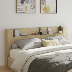 Headboard Cabinet Sonoma oak Engineered wood 86.6 x 6.5...