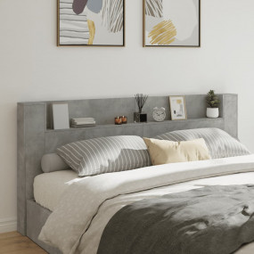 Headboard Cabinet Concrete Gray Engineered Wood