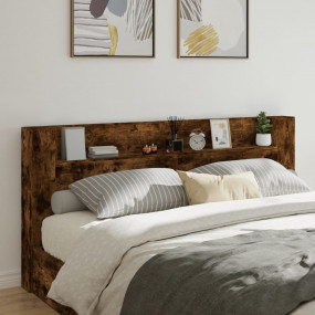Headboard Cabinet Smoked Oak Engineered Wood Large