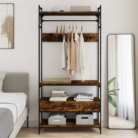 Wardrobe Smoked oak Engineered wood, metal Compact