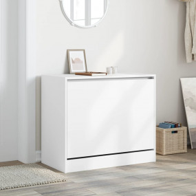 Shoe Cabinet White Engineered Wood Compact Shoe Cabinet