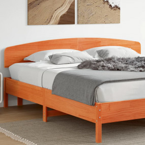 Headboard Wax Brown Solid Pine Wood Double Decorative I...