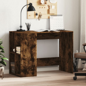 Desk Smoked Oak Engineered Wood Medium Desk Rectangular