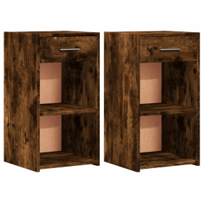 Bedside Cabinet Set of 2 Smoked oak Engineered wood