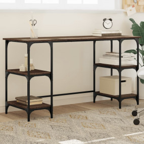 Desk Brown Oak Engineered Wood, Metal Large Adjustable ...