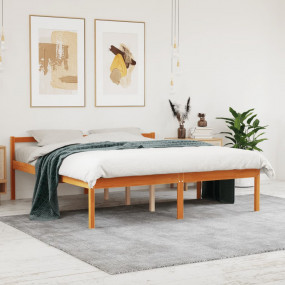 Senior Bed Wax Brown Pine Wood, Plywood Full Senior Bed