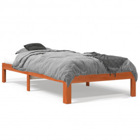 Bed Frame Wax brown Solid pine wood, Plywood slats Smal...