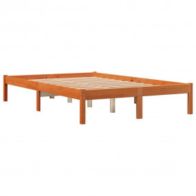 Bed Frame Wax Brown Solid Pine Wood, Plywood Full Durab...