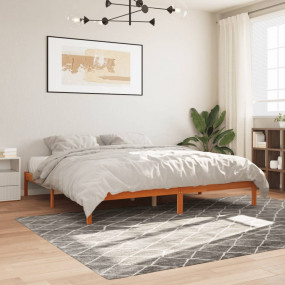 Bed Frame Wax Brown Solid Pine Wood Super King Durable