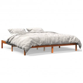Bed Frame Wax brown Solid pine wood, Plywood 79x79 in M...