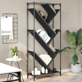 Bookcase Black Engineered Wood, Metal 31.1 x 11.8 x 70....