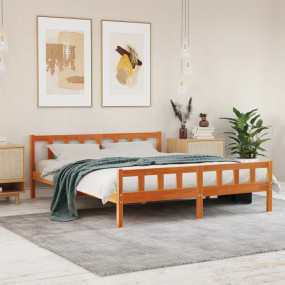Bed Frame Wax Brown Solid Pinewood Super King Tough Bed...