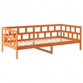 Day Bed Wax Brown Solid Pine Wood Single Convertible Da...