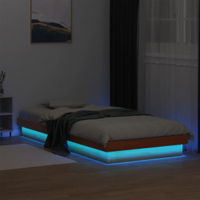 Bed Frame Wax Brown Solid pine wood, Plywood Single Bed...