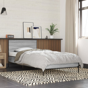 Bed Frame Grey Sonoma Engineered wood, metal Twin Durab...