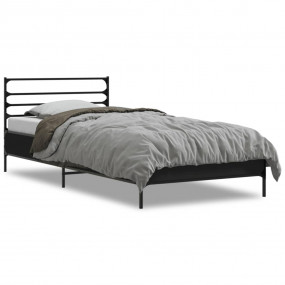 Bed Frame Black Engineered wood, Metal, Plywood Single ...