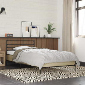 Bed Frame Sonoma Oak Engineered Wood, Metal Twin Durabl...