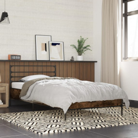 Bed Frame Smoked oak Engineered wood, metal Twin Durabl...