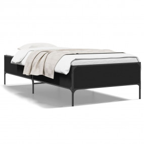 Bed Frame Black Engineered wood Twin Bed Frame Rectangu...