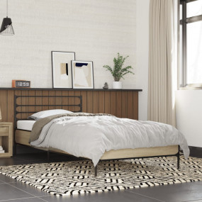 Bed Frame Sonoma Oak Engineered Wood, Metal, Plywood Sm...