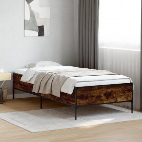 Bed Frame Smoked Oak Engineered Wood Single Durable Bed...