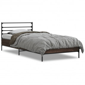 Bed Frame Brown Oak Engineered wood, Metal Small Single...
