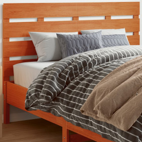 Headboard Wax Brown Solid Pine Wood Double Decorative I...