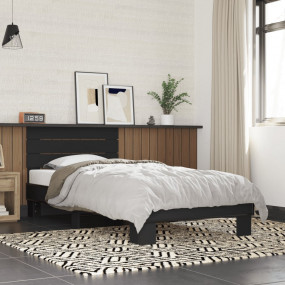 Bed Frame Black Engineered wood Twin Durable Rectangula...
