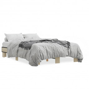 Bed Frame Sonoma oak Engineered wood, metal Full Durabl...