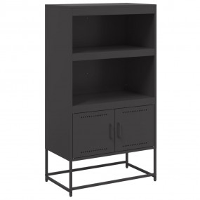 Highboard Black Steel 27.0x15.2x48.6 in Highboard Recta...