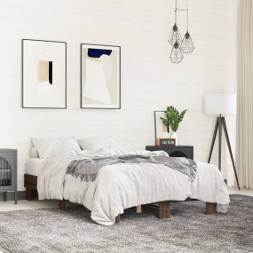 Bed Frame Brown Oak Engineered wood, metal 55.1 x 78.7 ...