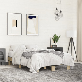 Bed Frame Sonoma oak Engineered Wood, Metal, Plywood 47...
