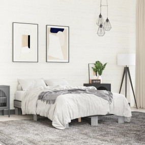 Bed Frame Gray Sonoma Engineered wood and metal Full Du...